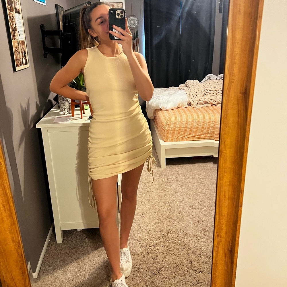 Lioness Beige Military Minds Mini Dress